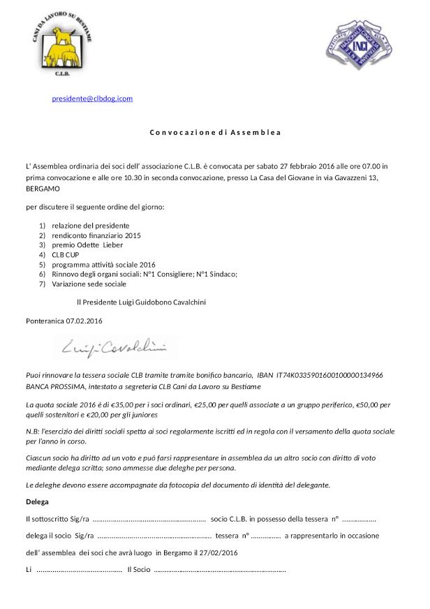 27 Febbraio 2016 – Assemblea dei soci
